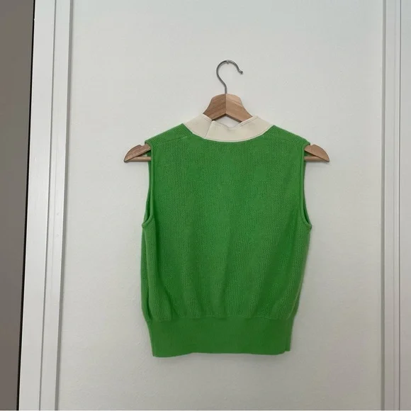 Sandro Cashmere Wool Blend Green Star Vest - Picture 5 of 5